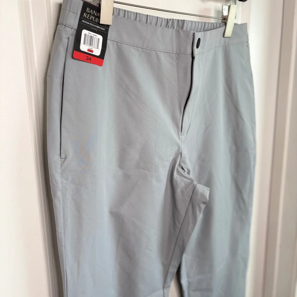 NEW Banana Republic Mens Motion Tech Hybrid Pants Gray Jogger Golf Trousers 34